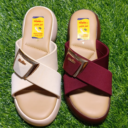 Women’s Cross Strap Buckle Slides