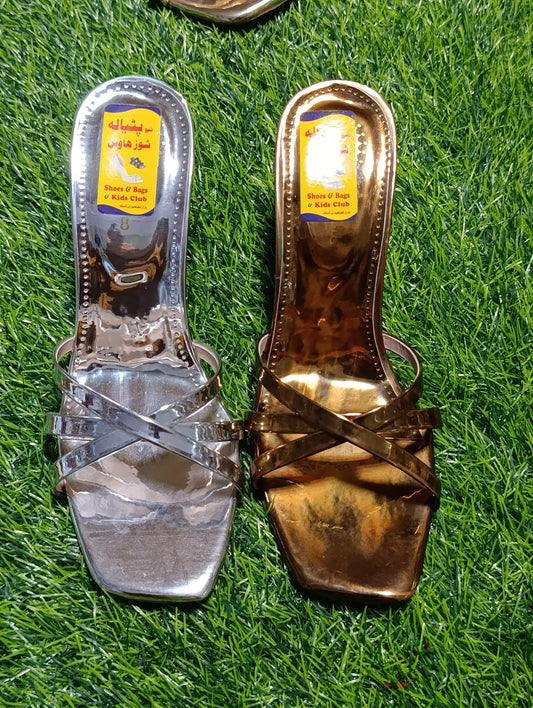 Women’s Cross Strap Glossy Slides