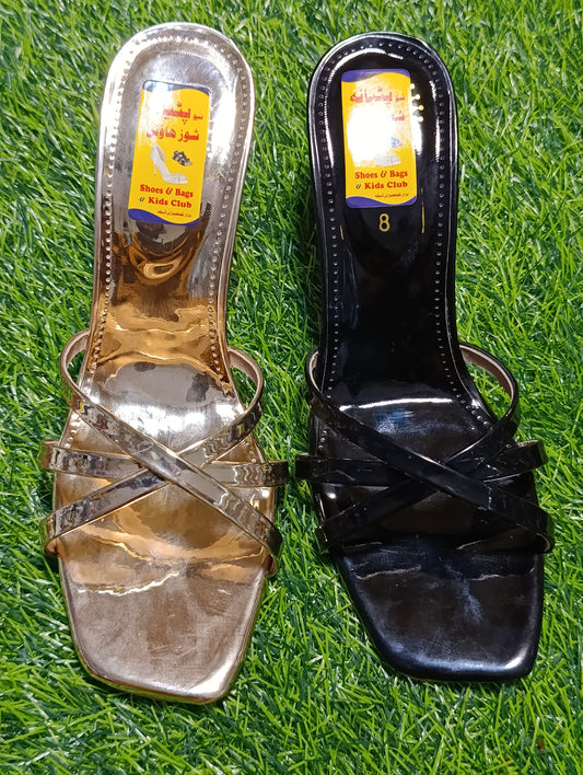 Women’s Cross Strap Glossy Slides